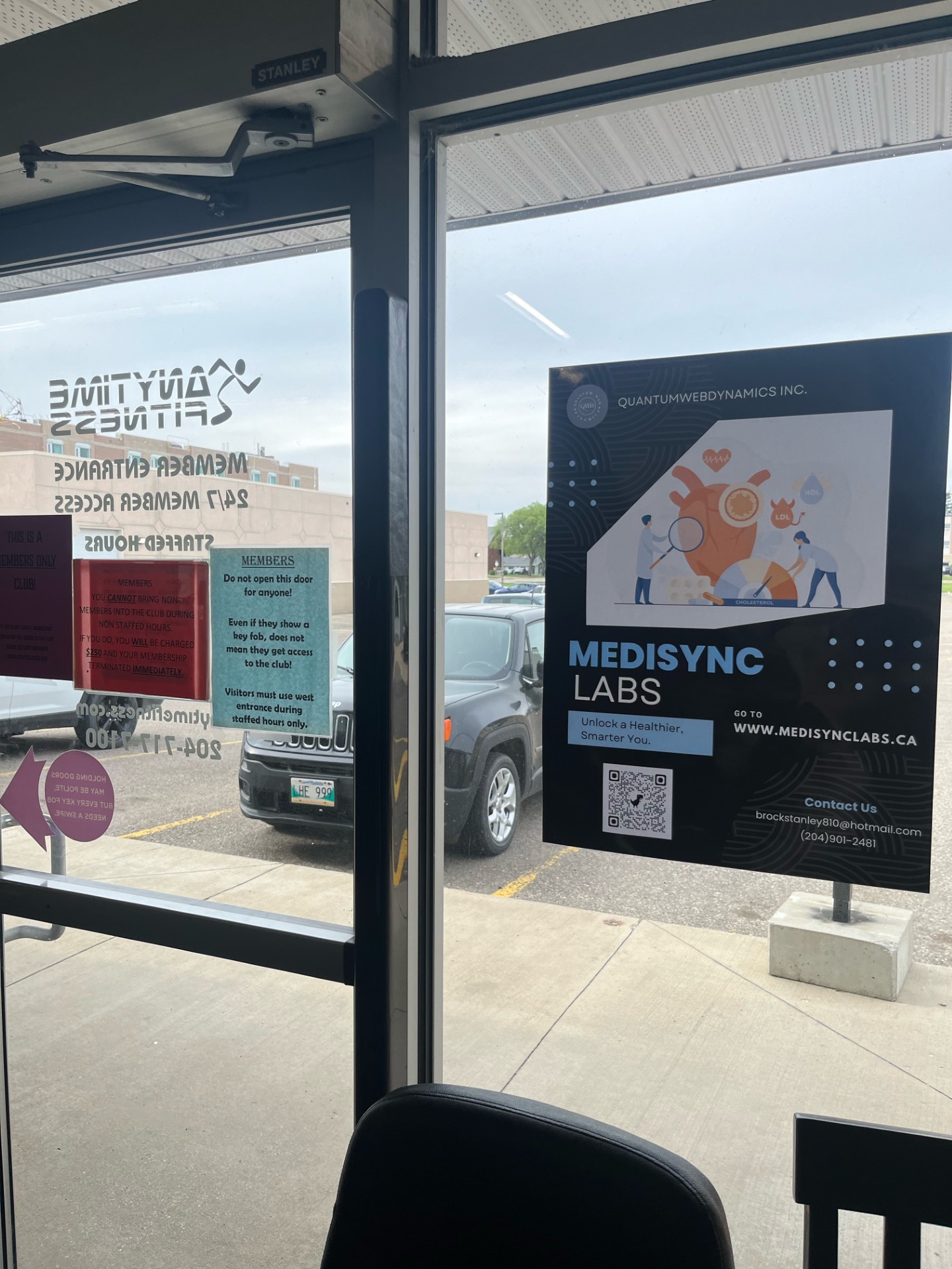 MediSync Labs poster at Anytime Fitness