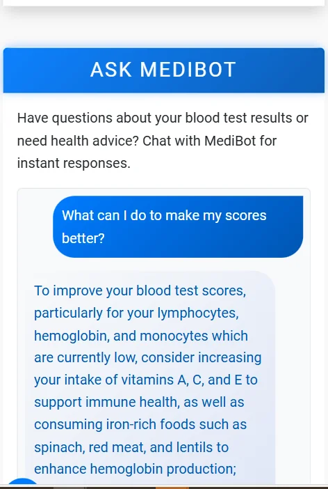 AI‑driven Blood Test Analysis with Live Chat