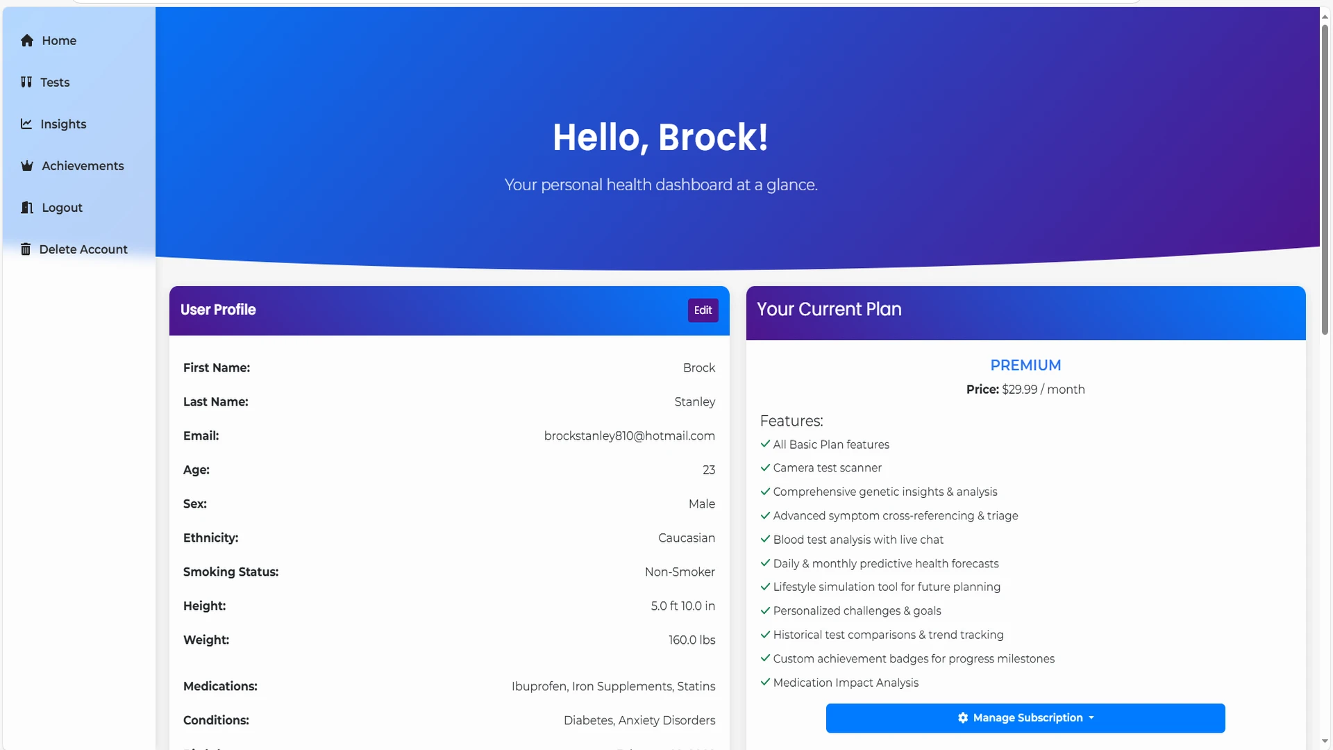 Detailed User Profile